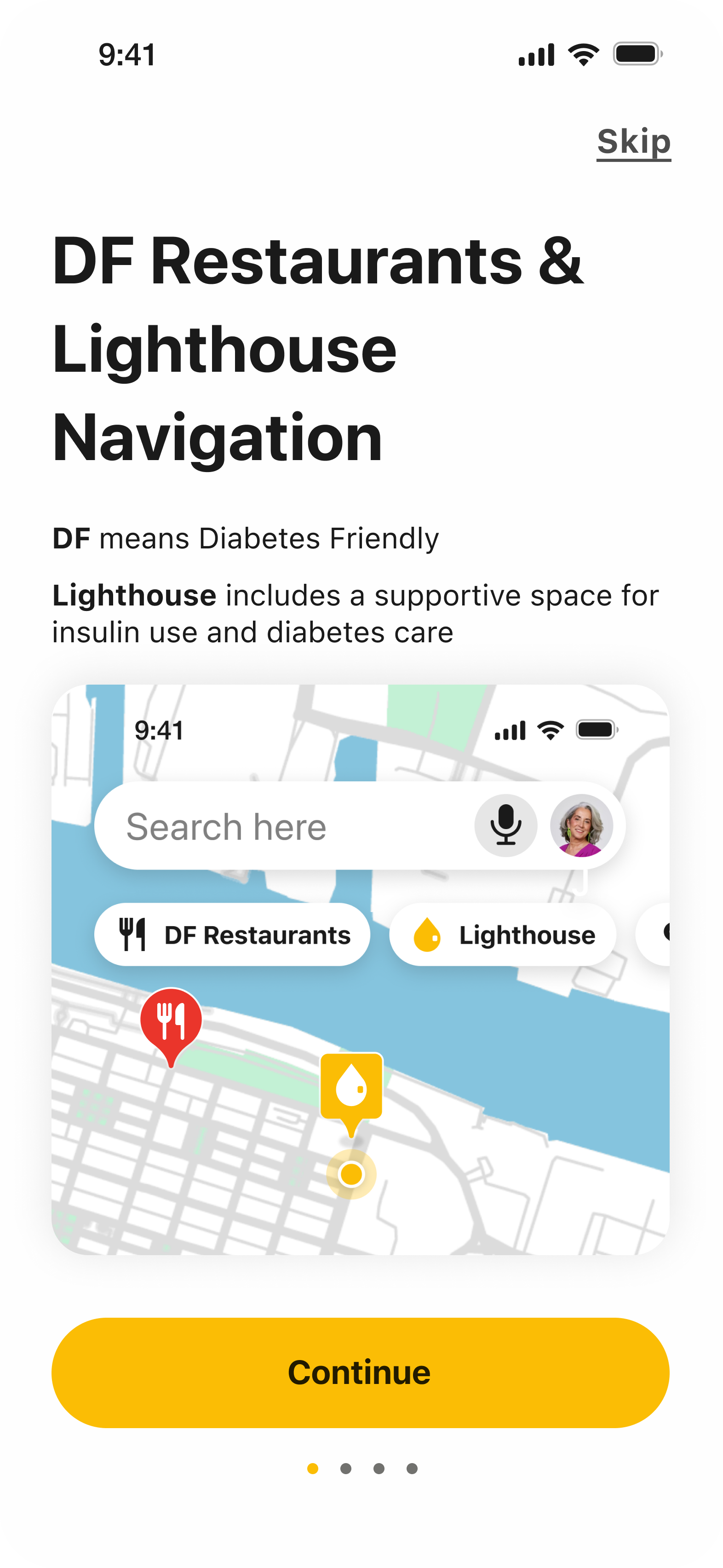 Onboarding 2: diabetes-friendly restaurants and Lighthouse navigation