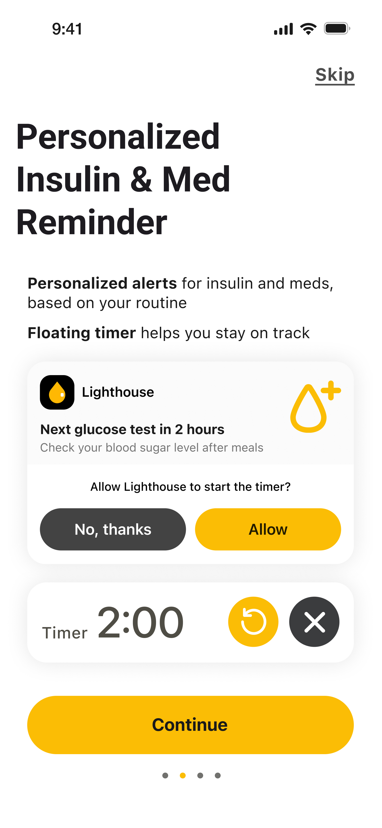Onboarding 3: personalized insulin and medication reminders